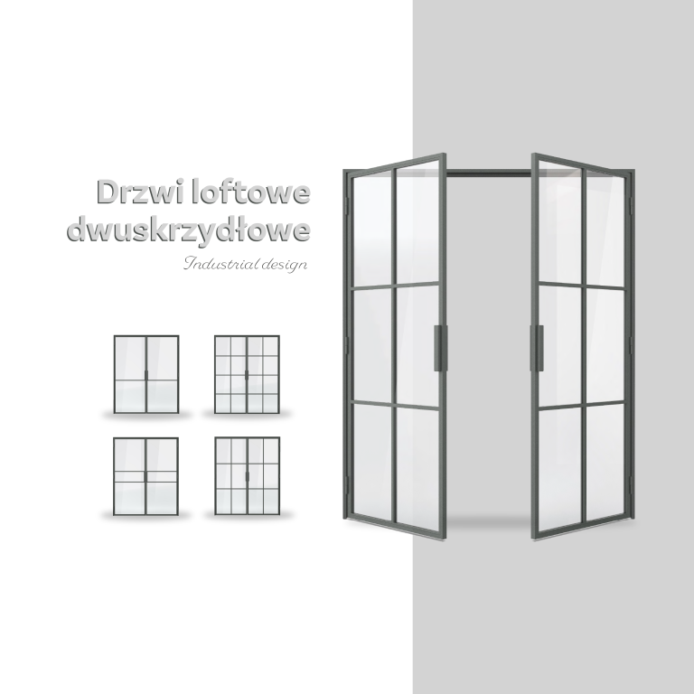 drzwi loftowe dwuskrzydlowe Portamet