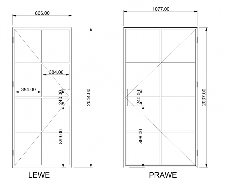 prawe i lewe drzwi loftowe